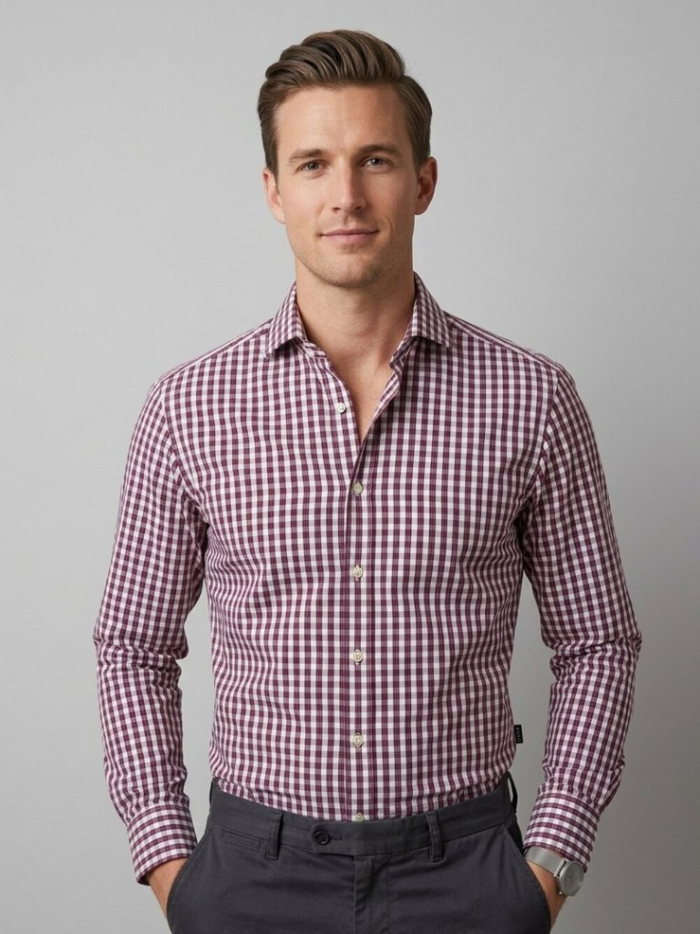 Alara 100% Cotton Purple and White Plaid Shirt